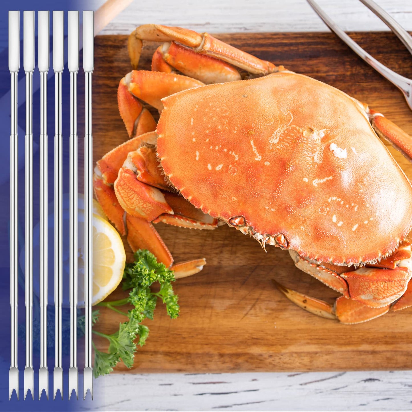 Yaomiao 40 Pcs Stainless Steel Seafood Forks Set Silver 6.8 Inch Crab Forks Seafood Tools Crab Legs Utensils Picks for Eating Lobster Leg Shrimp