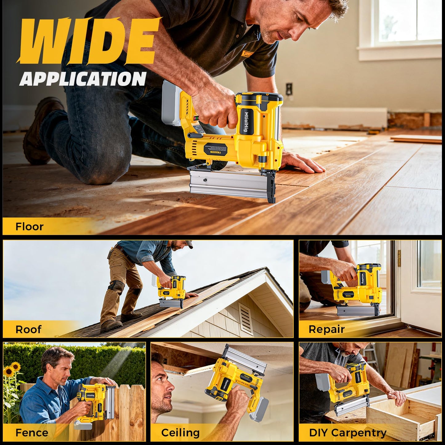 MtiolHig Cordless 2Inch Brad Nailer Compatible with Dewalt 20V Battery, 2-in-1 Staple Gun, 18 Gauge Nail Gun Battery Powered with 1000 Nails for Wood Carpentry, 7.2LB (Tool only) 2026 New Version