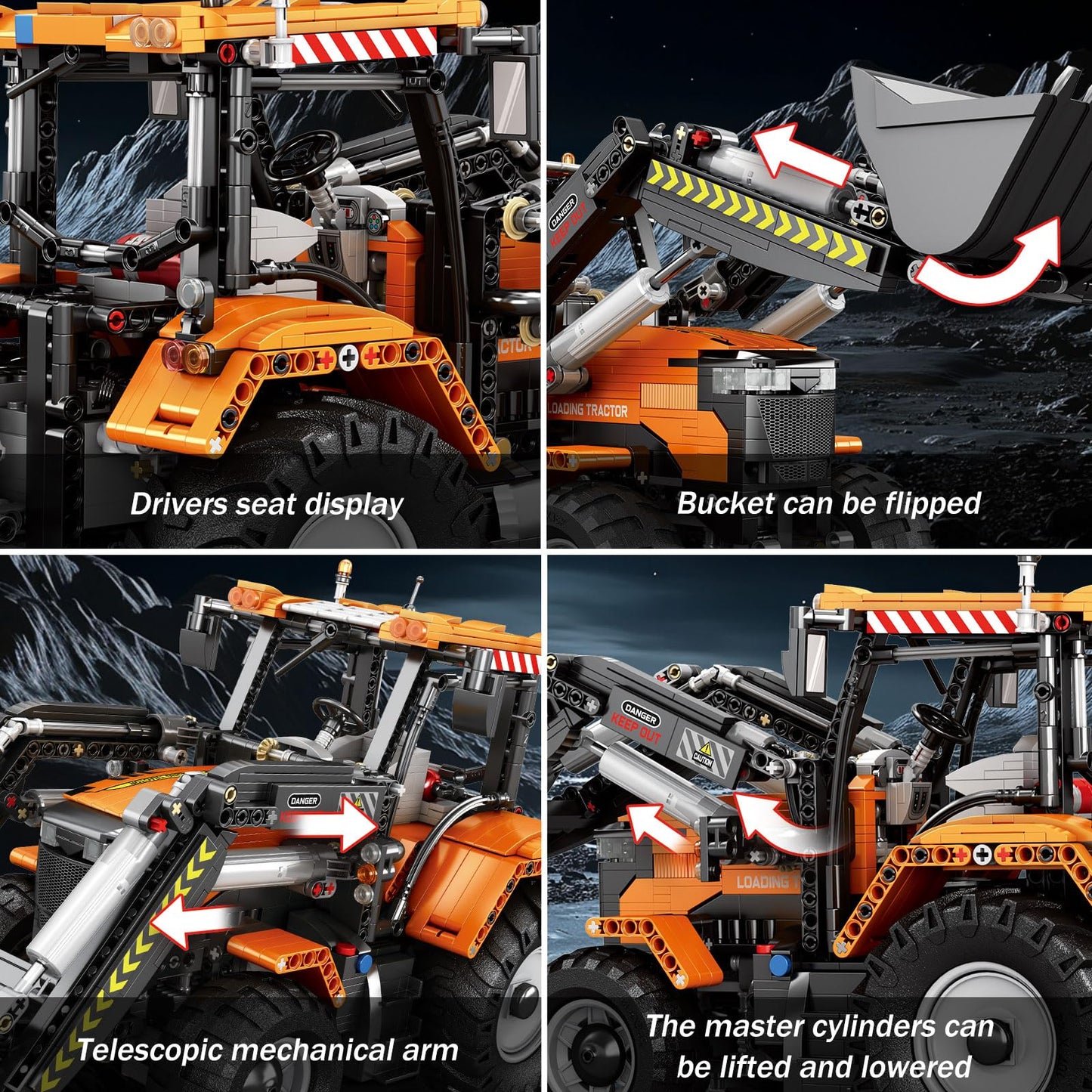 Reobrix Loading Tractor Building Blocks Sets for Adults Remote Control Bulldozer Building Model Kit, Excavator Engineering Building Toys for Adult (22024)