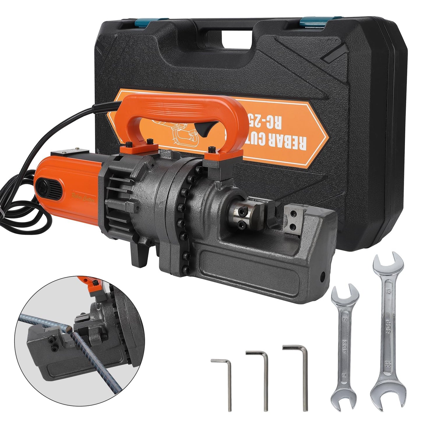 GarveeTech Electric Hydraulic Rebar Cutter, 900W 110V Cutting up to 5/8 in #5 4-16 mm Rebar, Steel, with Blades, Cutting Speed 3S, Concrete Construction Tools Heavy Duty (900W RC-16)