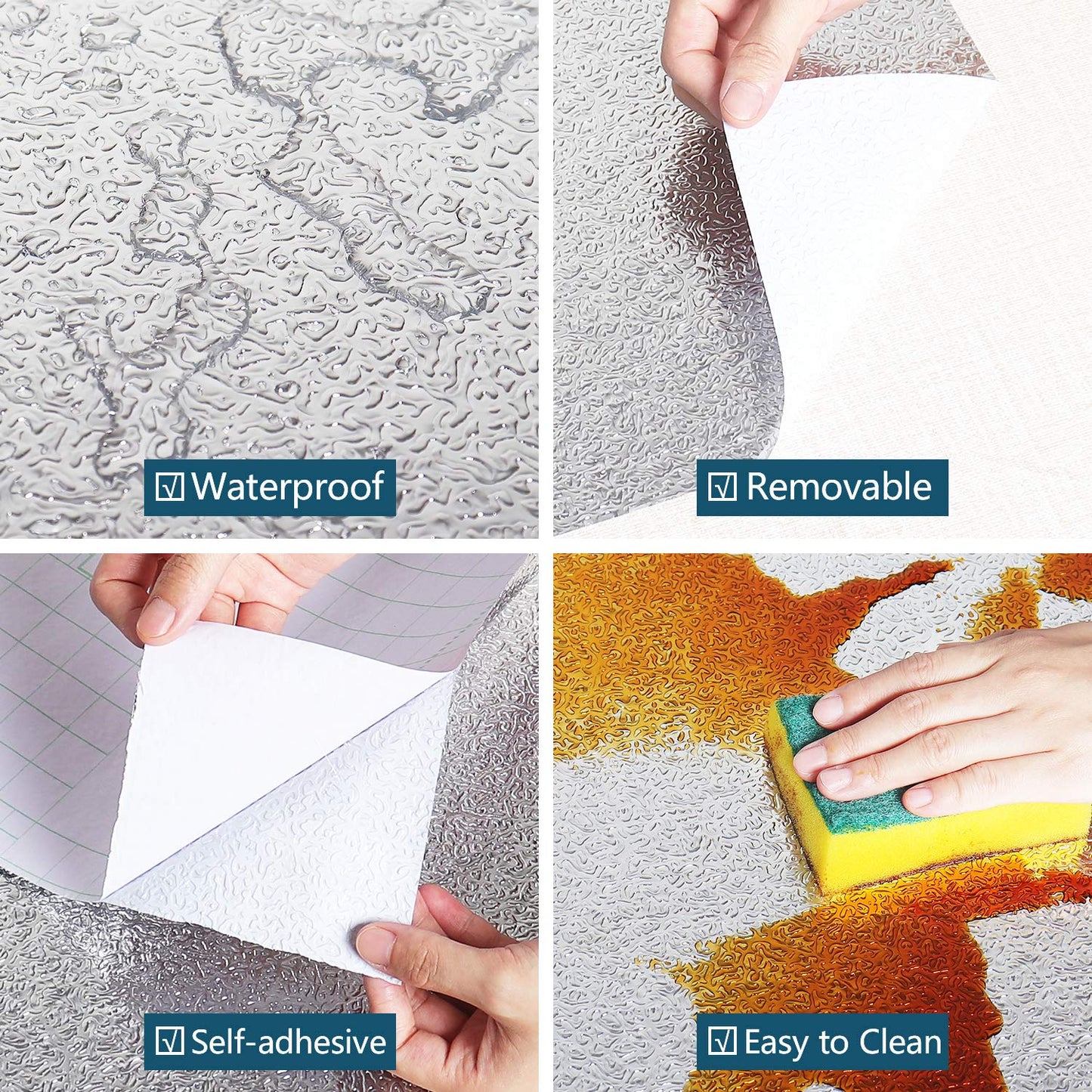 VEELIKE 15.74x354.33inches Kitchen Backsplash Wallpaper Peel and Stick Aluminum Foil Contact Paper Self Adhesive Oil-Proof Heat Resistant Wall Sticker for Countertop Drawer Liner Shelf Liner