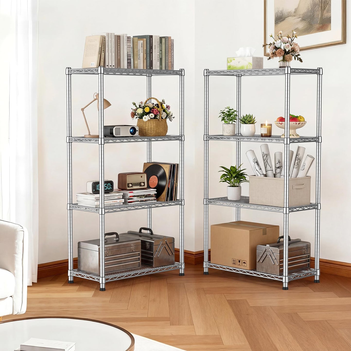 Wnkelo Heavy Duty Wire Shelving Unit 4-Tier Adjustable Metal Storage Rack Steel Shelves Metal Wire Shelf for Pantry Laundry Room Closet Garage Kitchen 2200 lbs Capacity 13.8”D x 30”W x 59”H