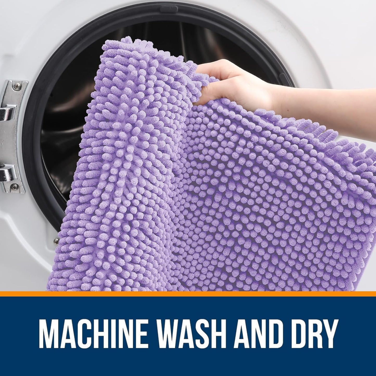 OLANLY Large Bath Rugs - Extra Soft Chenille with Rubber Backing | Quick Dry, Machine Washable, Lavender 70x46
