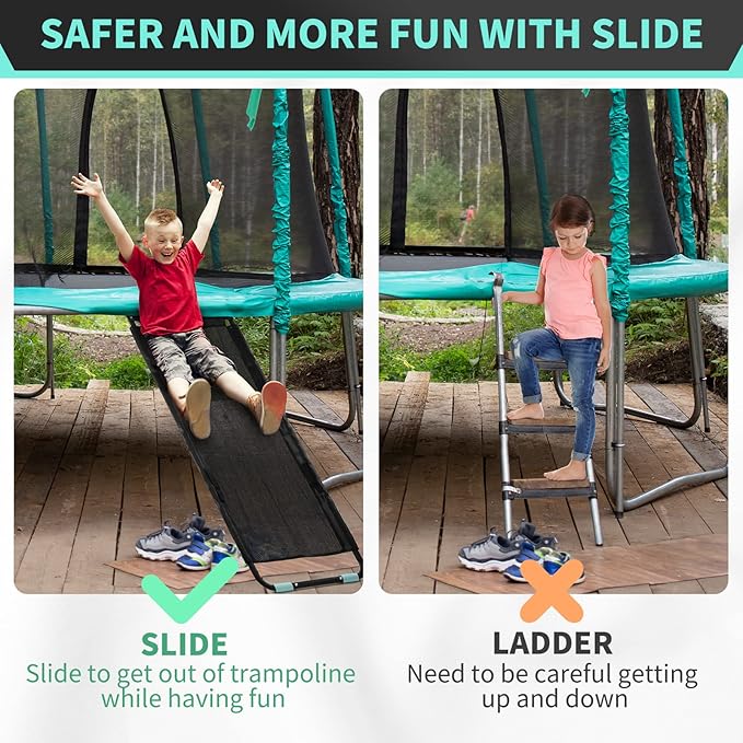 TANOSHII® Universal Trampoline Slide Ladder with Handles, Strong Tear Resistant Fabric, Easy to Install, Fit All Kinds of Trampolines, for Kids Toddlers Climb Up & Slide Down，20"x60"