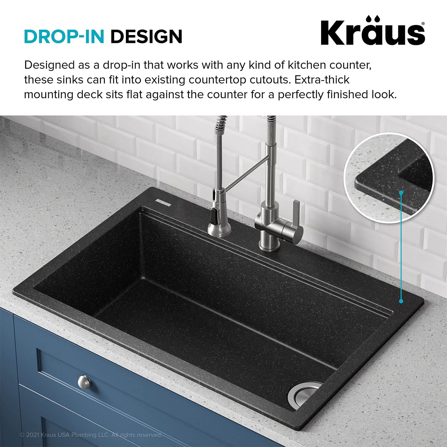 KRAUS Bellucci Workstation 33" Single Bowl Granite Kitchen Sink in Metallic Black w/Accessories, KGTW2-33MBL, Includes Dish Drainer/Dish Drying Rack