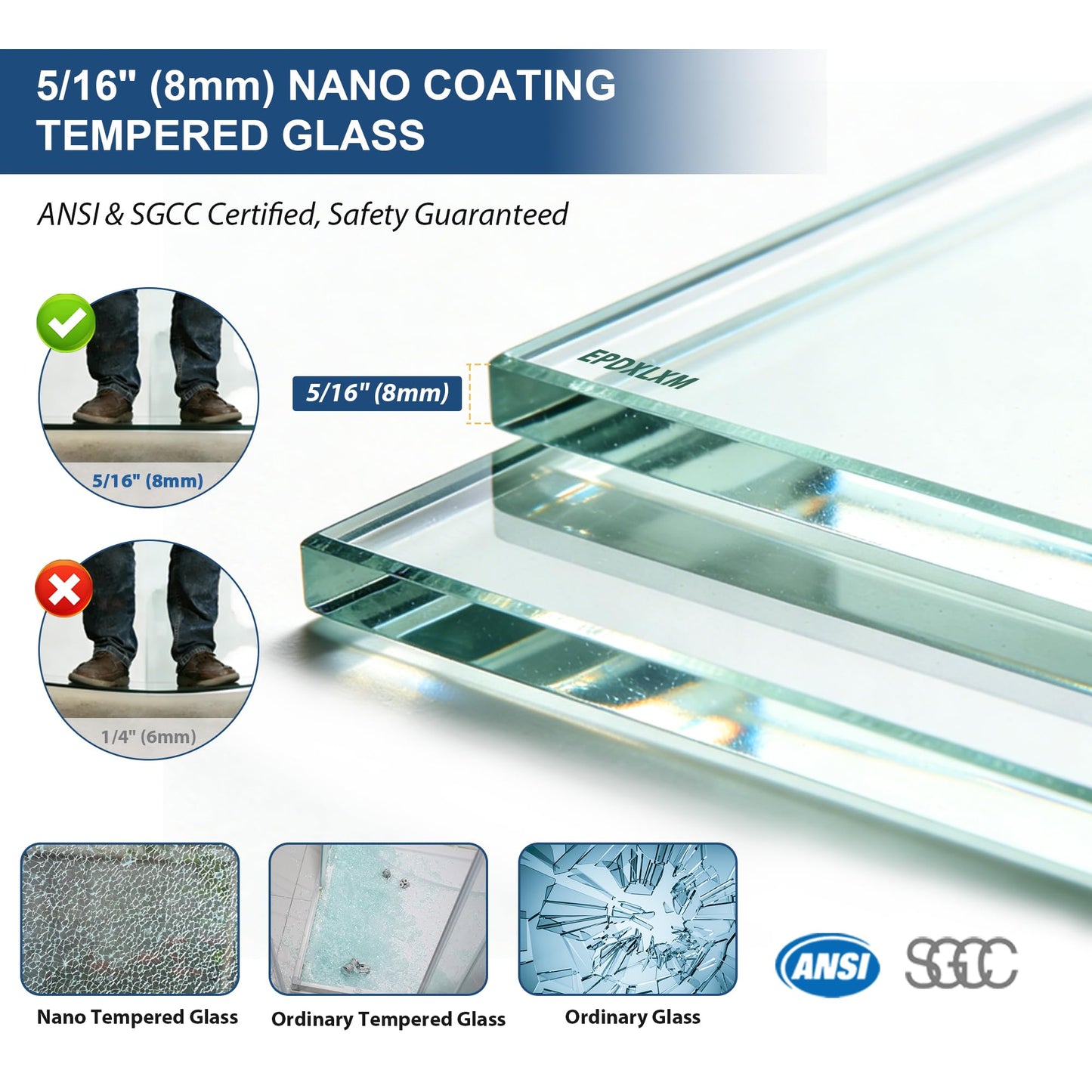 Frameless Shower Door,5/16" (8mm) Glass Sliding Shower Door with Soft-Close & Anti-Leak,Nano Coating Anti-Explosion Film SGCC Tempered Glass 43"-48" X 76"H,Brushed Nickel