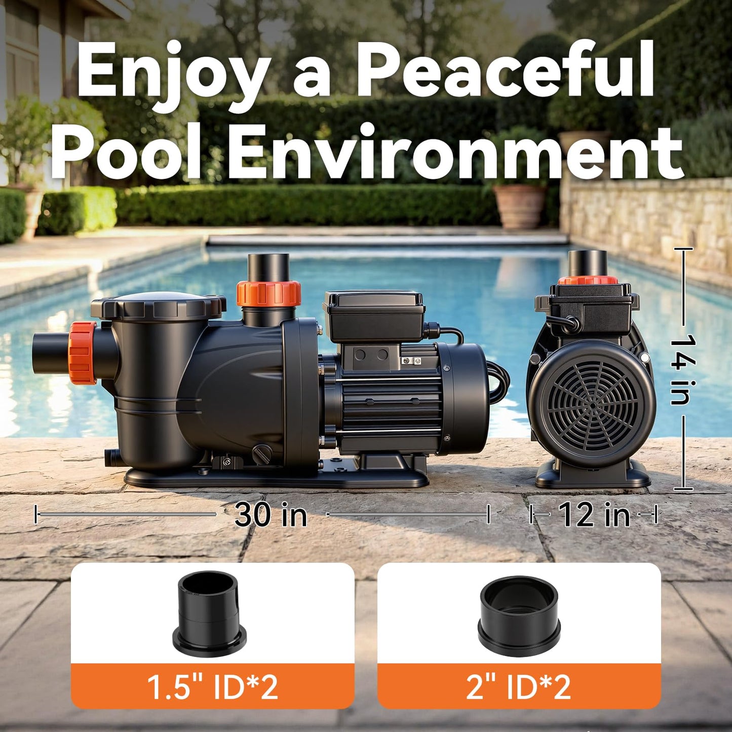 LEO In/Above Ground Pool Pump High Flow Powerful Self Priming Pool Pump,Light Black