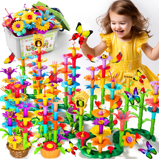 238Pcs Flower Garden Building Toys for Girls 3 4 5 6 7 Year Old, Upgrade DIY Building Stacking Toys, STEM Preschool Educational Toddler Toys Brain Development Kindergarten Kids Toy