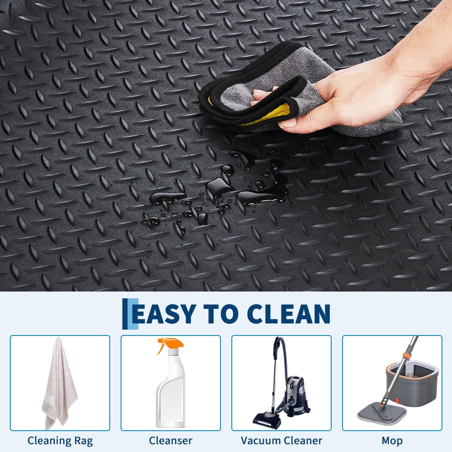 7.8 x 22 FT Garage Floor Mat, 2.8mm Thickened Diamond Plate PVC Garage Mats Flooring Roll for Under Car, Garage Car Parking Mats for Compact SUVS, Sports Car
