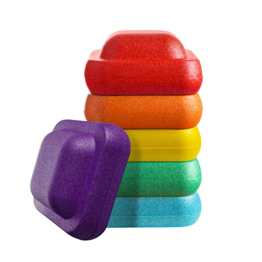 Soft Foam Stepping Stones for Kids – Indoor Balance & Coordination Toy – Lightweight Non-Toxic Styrofoam Play Stones – Obstacle Course, Floor is Lava Game, Sensory Play – Set of six