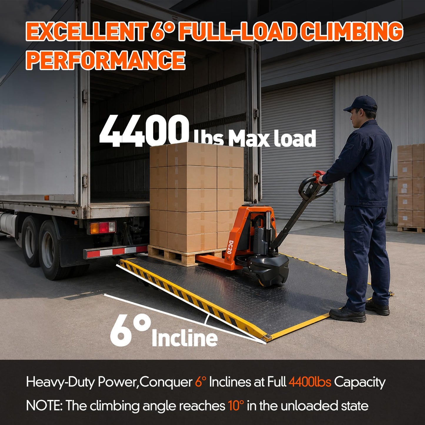 Full Electric Pallet Jack, 4400lbs Capacity Electric Pallet Trucks, 48V 20AH Lithium Battery Powered, 48" x 27" Fork Size, 6 Hours Working Time, 3.35 to 7.68 Inch Lift Height, for Material Handling