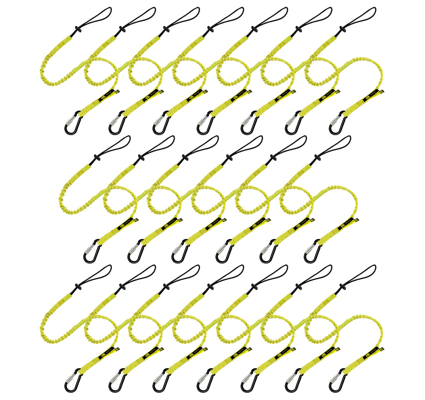 BearTOOLS Tool Lanyard with Buckle Strap – Clip Bungee Cord – Heavy Duty Screw Locking Connector – Fall Protection and Safety – Adjustable Loop End – Tough Tether – Construction - 09220YS (20 Pack)