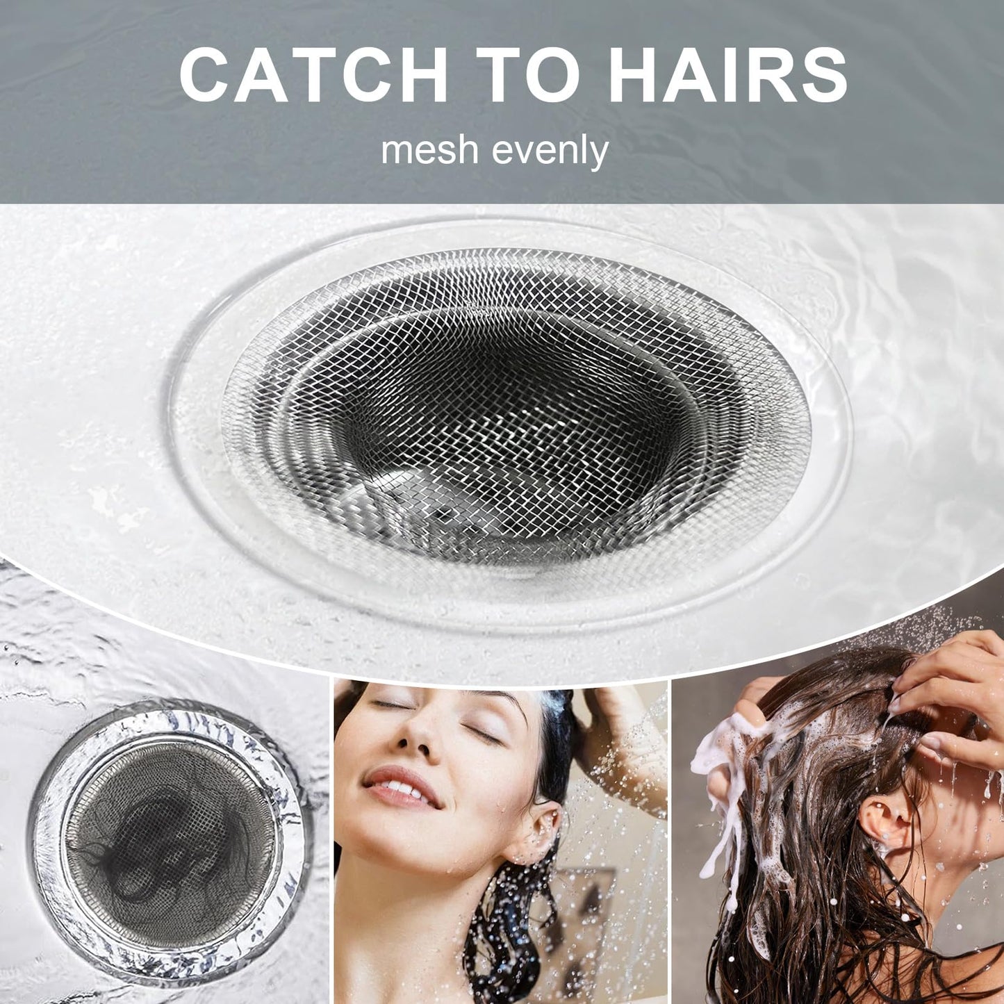 2pcs Heavy Duty Stainless Steel Slop Basket Filter Trap, 2.75" Top / 1" Mesh Metal Sink Strainer Shower Drain Hair Catcher for Kitchen Bathroom Bathtub Wash Basin Floor Balcony Drain Hole, Utility