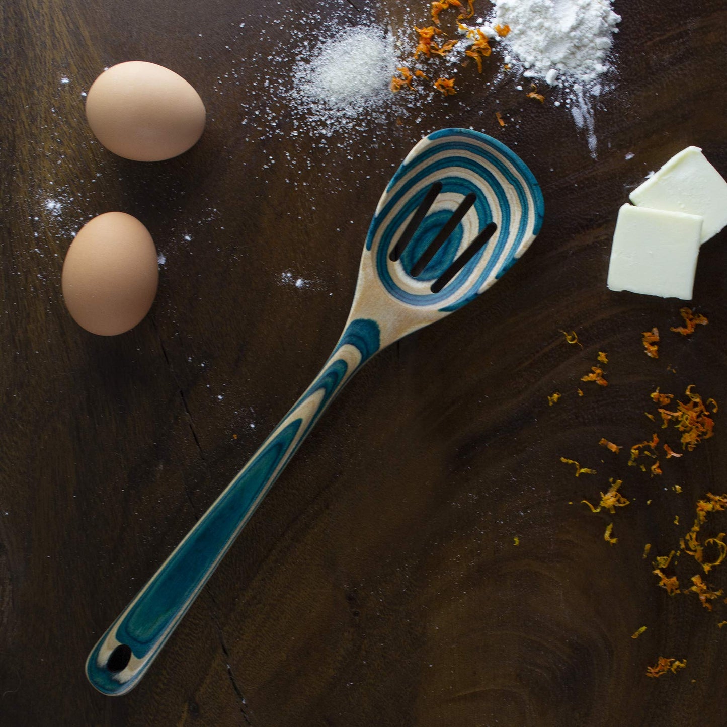 Totally Bamboo Baltique Mykonos Collection 12-1/2" Wooden Cooking Spoon, Safe for Nonstick - Slotted Spoon