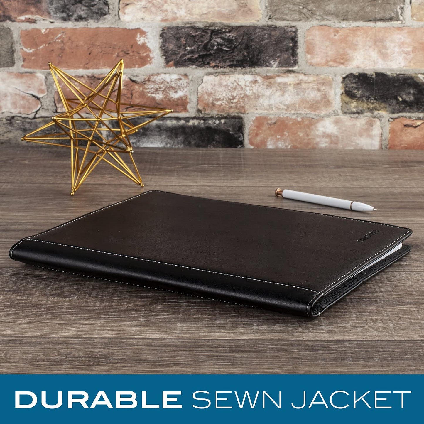 Cambridge Limited Business Notebook, 8-1/2" x 11", 50 Sheets, NoteTaker Portfolio and Refillable Notebook with 5" x 8" Notepad and Business Card Pocket, Zipper Mesh Pocket, Black (06126)