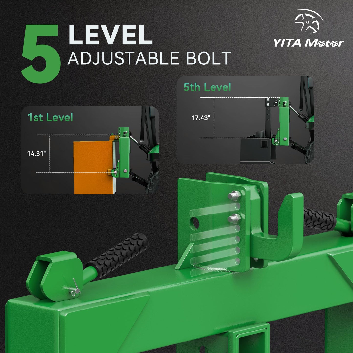 YITAMOTOR 3 Point Quick Hitch for Category 1 Tractor, 3000 lbs 3-Pt Attachment with 2" Receiver Trailer Hitch Adaptation with 5 Level Adjustable Bolt