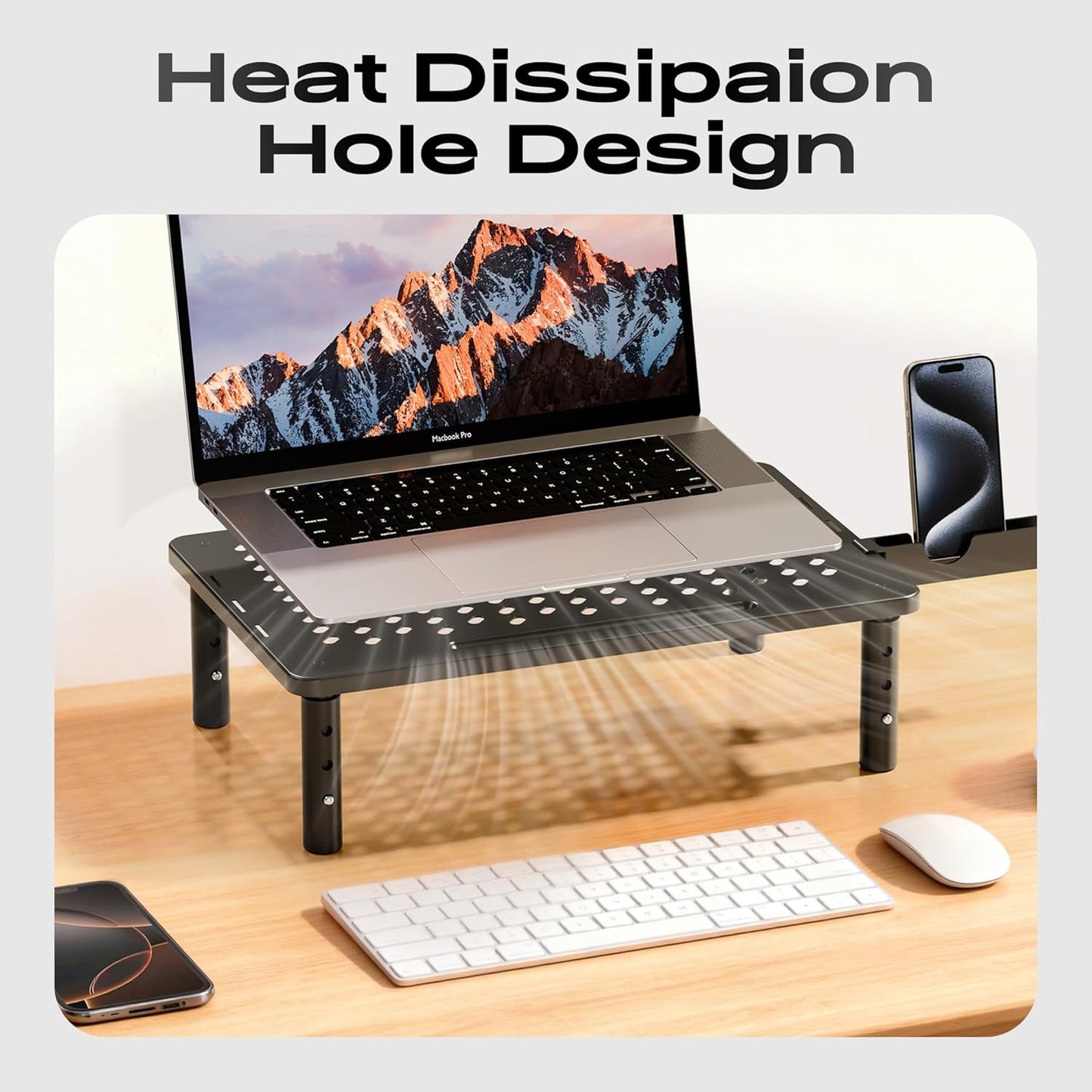 3 1 Pack Computer Monitor Stand Riser for Desk, Height Adjustable PC Laptop TV Desktop Monitor Stand Shelf, Metal