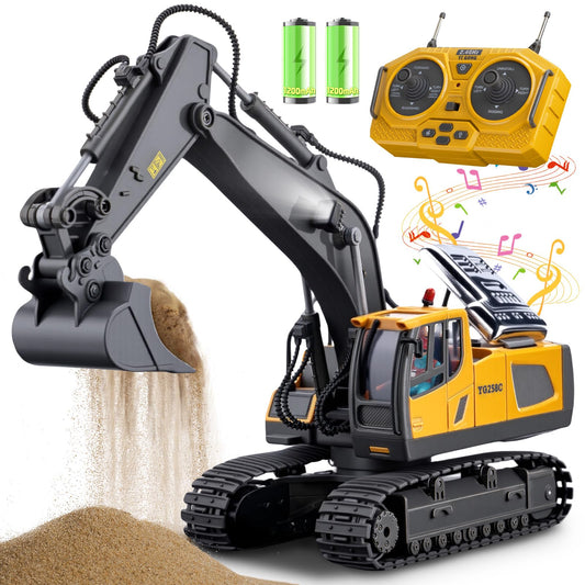 Samtop Remote Control Excavator Toys, 11 Channel 1:20 RC Construction Vehicles, 680° Rotation Car Toys for 6 7 8 9 10 Year Old Boys Kids, RC Truck Digger Toys Christmas 3 4 5 Birthday Gifts