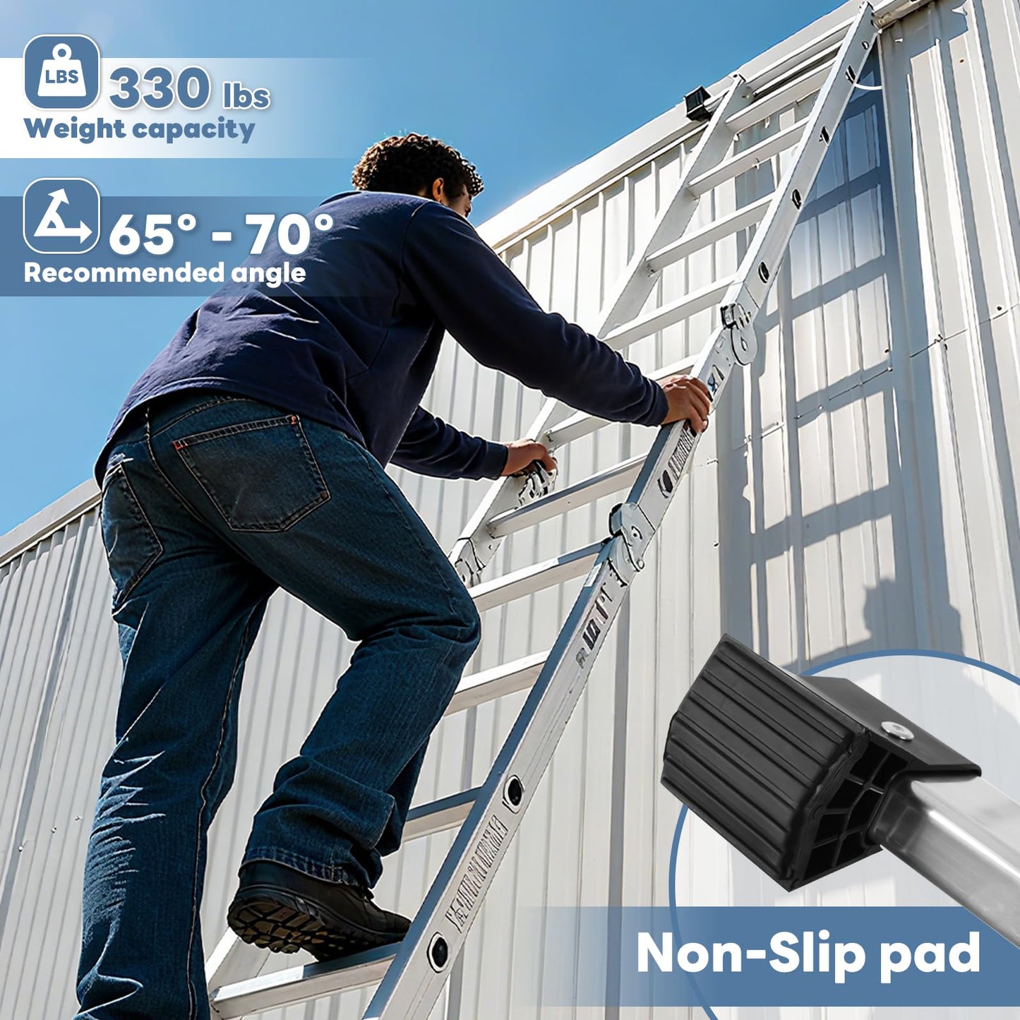 NEWBULIG 7-in-1 Multi-Purpose Adjustable Folding Ladder, Aluminum Heavy Duty Collapsible Tall Extension Step Ladder for Home Roof RV Work Garage & Outdoor Use