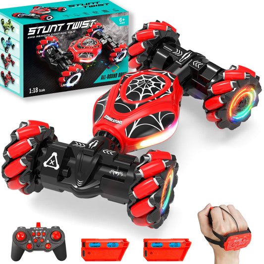 XUERENTECH Spider Gesture RC Car, 2.4GHz Gesture Sensing RC Stunt Car Toys for 6-12 Years Old Boys Girls, Hand Controlled Remote Drift Twist Offroad 360° Rotation with Lights Music for Birthday Gifts