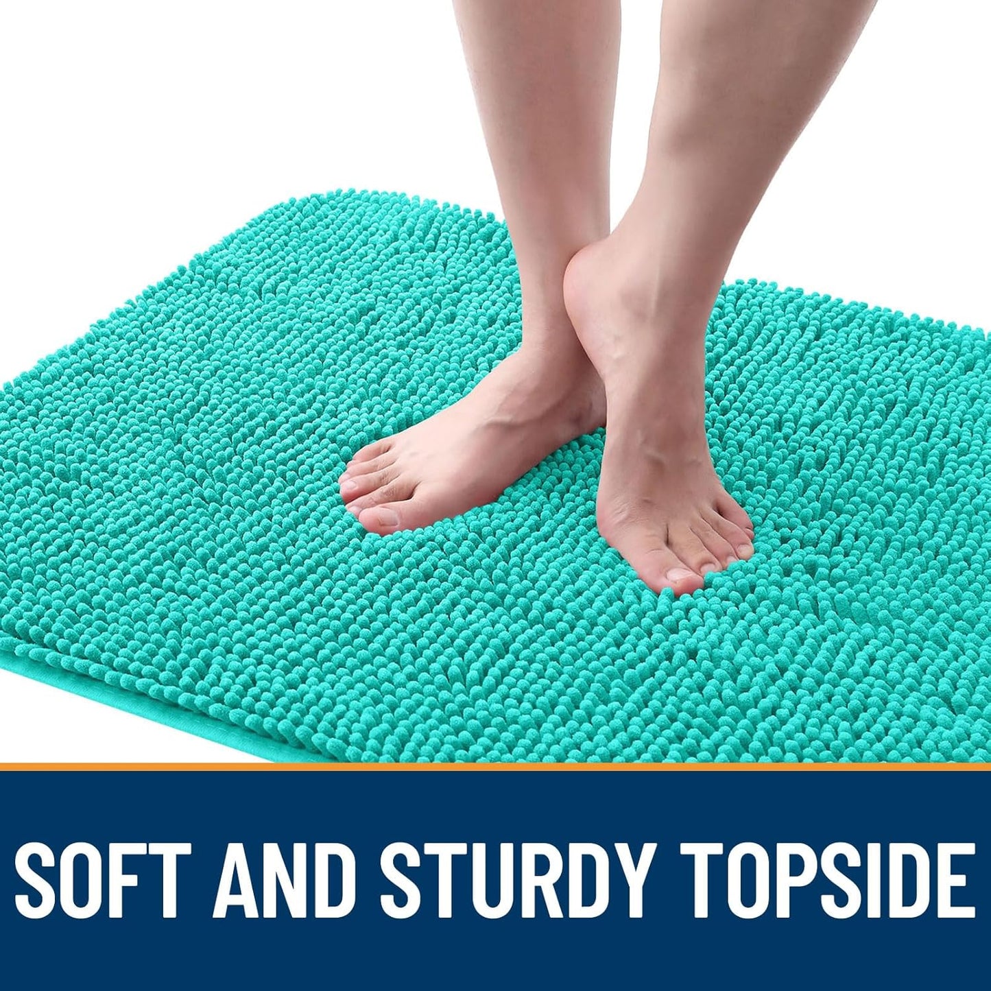 OLANLY Dog Door Mat - Absorbent Non-Slip Washable Doormat for Muddy Paws | Quick Dry Chenille 54x32, Teal