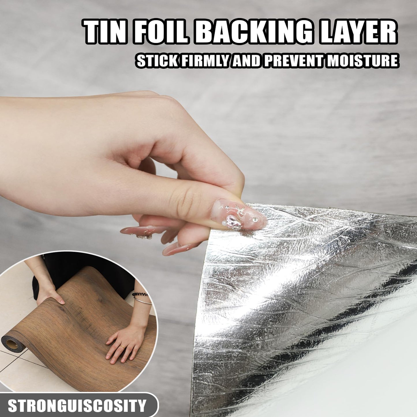Luxury Thicken Wood Grain Peel and Stick Floor Tiles Self-Adhesive Vinyl Flooring Roll-DIY Easy for Wall and Floor,Hard Surface/Waterproof/Anti Slip (Light Gray Vinyl Flooring, 17.72 "W x 393.7" L)