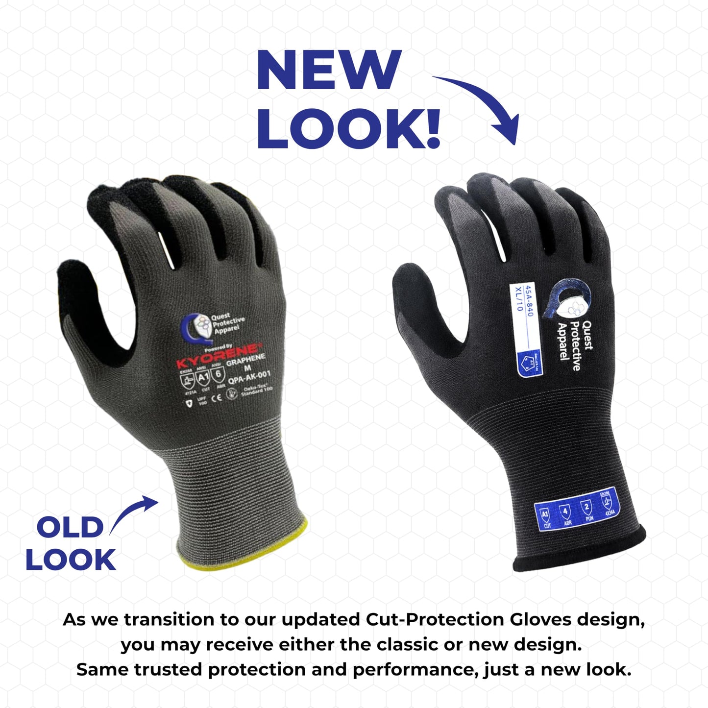Quest Protective Apparel Cut Resistant Work Gloves (ANSI A1) – Lightweight Graphene Gloves for Gardening,DIY,Mechanical & General Handling – Breathable Grip Gloves for Men & Women – X-Large,Case of 72