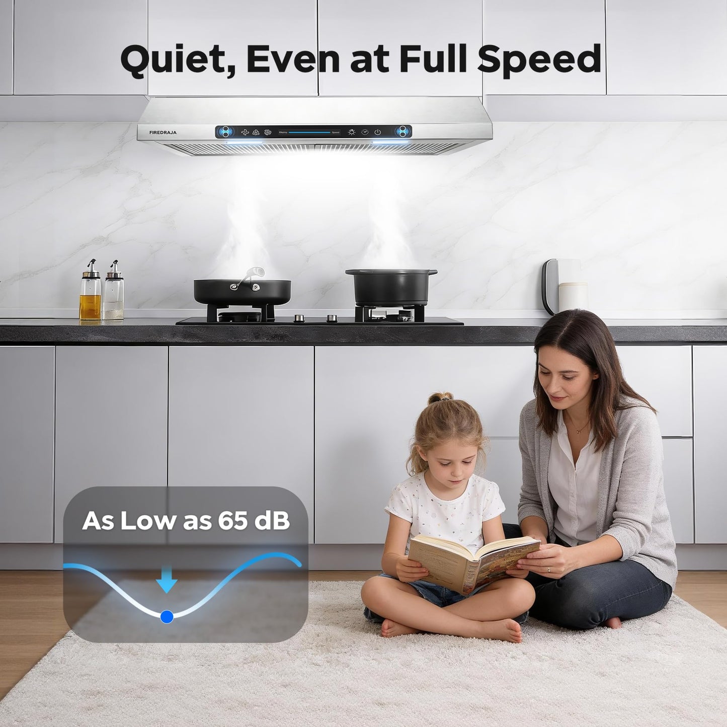 36 Inch Under Cabinet Range Hood, 700 CFM Kitchen Vent Hood with Touch & Gesture Control, 3-Speed Quiet Operation, Stainless Steel with LED Lights, Ducted/Ductless