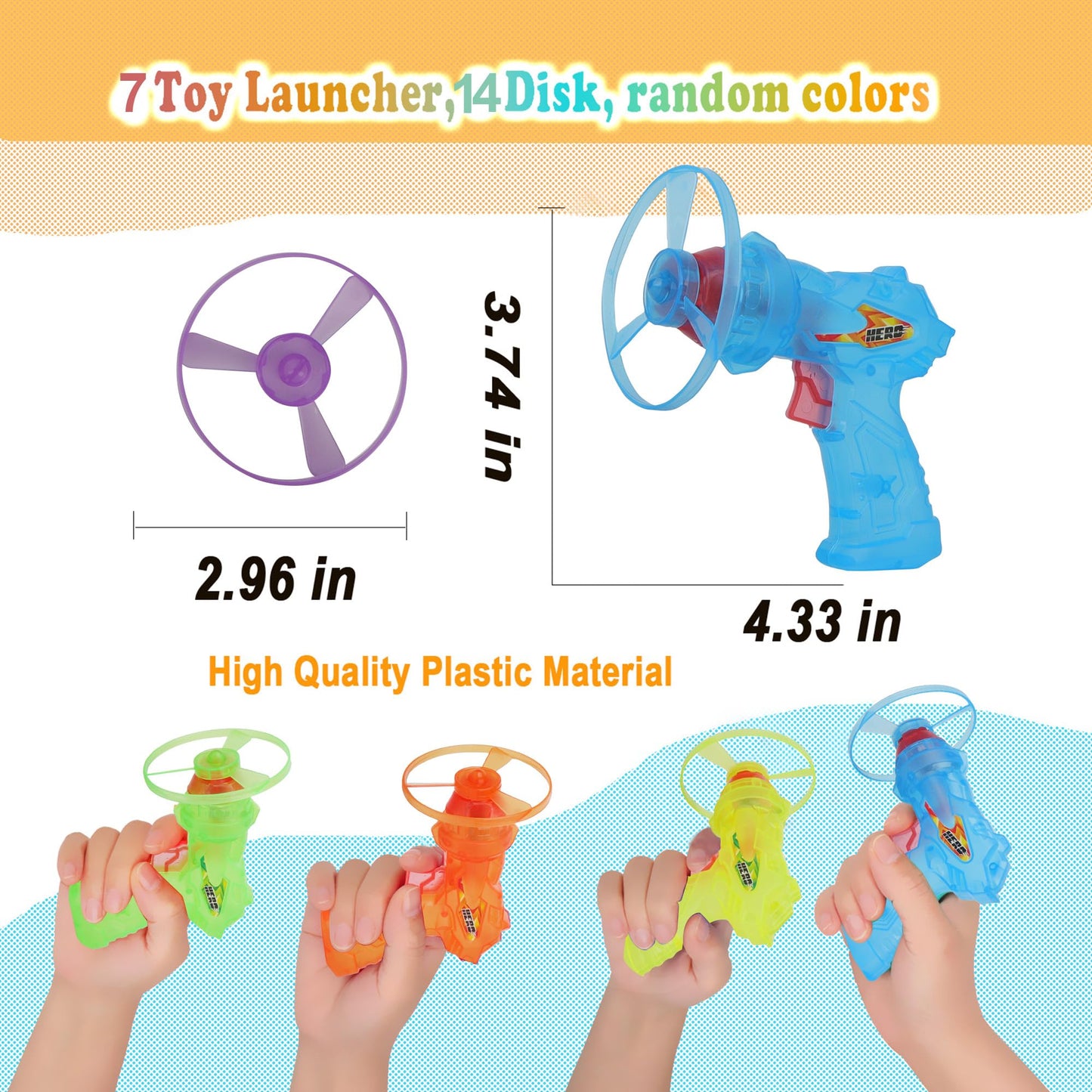 MOMSBIEND 7 Pack Launching Toy Flying Disc Shooters for Kids,Cyclone Gyro Launcher Flying Saucer Ejection Spinning Top Indoor & Outdoor Play for Kids Ages 5+,Cat Propellers,Interactive Cat Toy