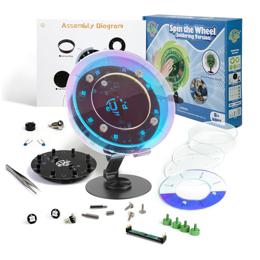 eUda+ STEM Fortune Wheel for 8-12 13-17 Stem Toys for Ages 8-13 Stem Games for Kids Ages 9-14 Electronics Exploration Kits for Kids 8-12 Interactive Lucky Wheel (Assembly Version, RPC)