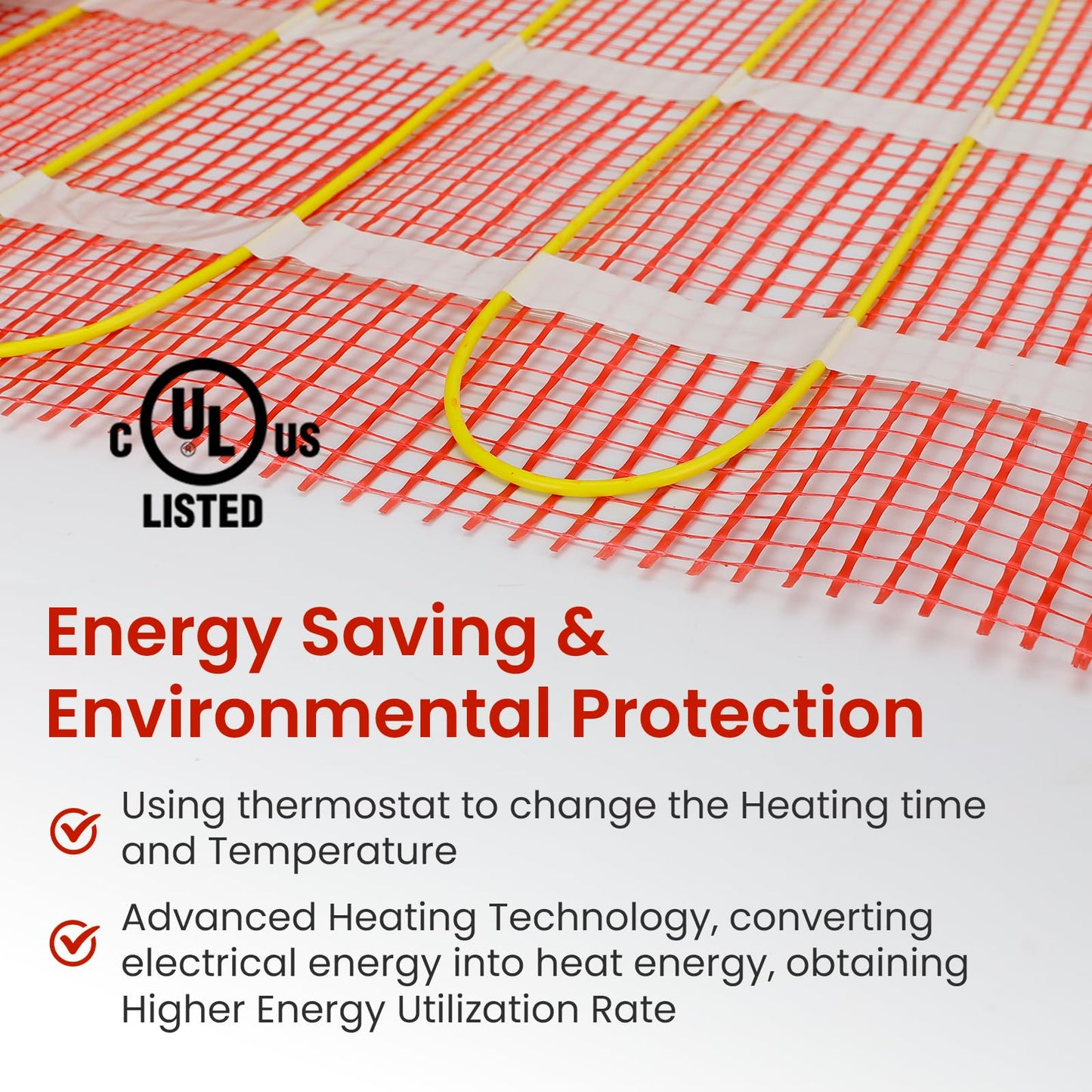 50 sqft HEATIT Warmmat Electric Radiant Self-adhesive Floor Heat Heating System & ET-72 Thermostat & Alarm Monitor