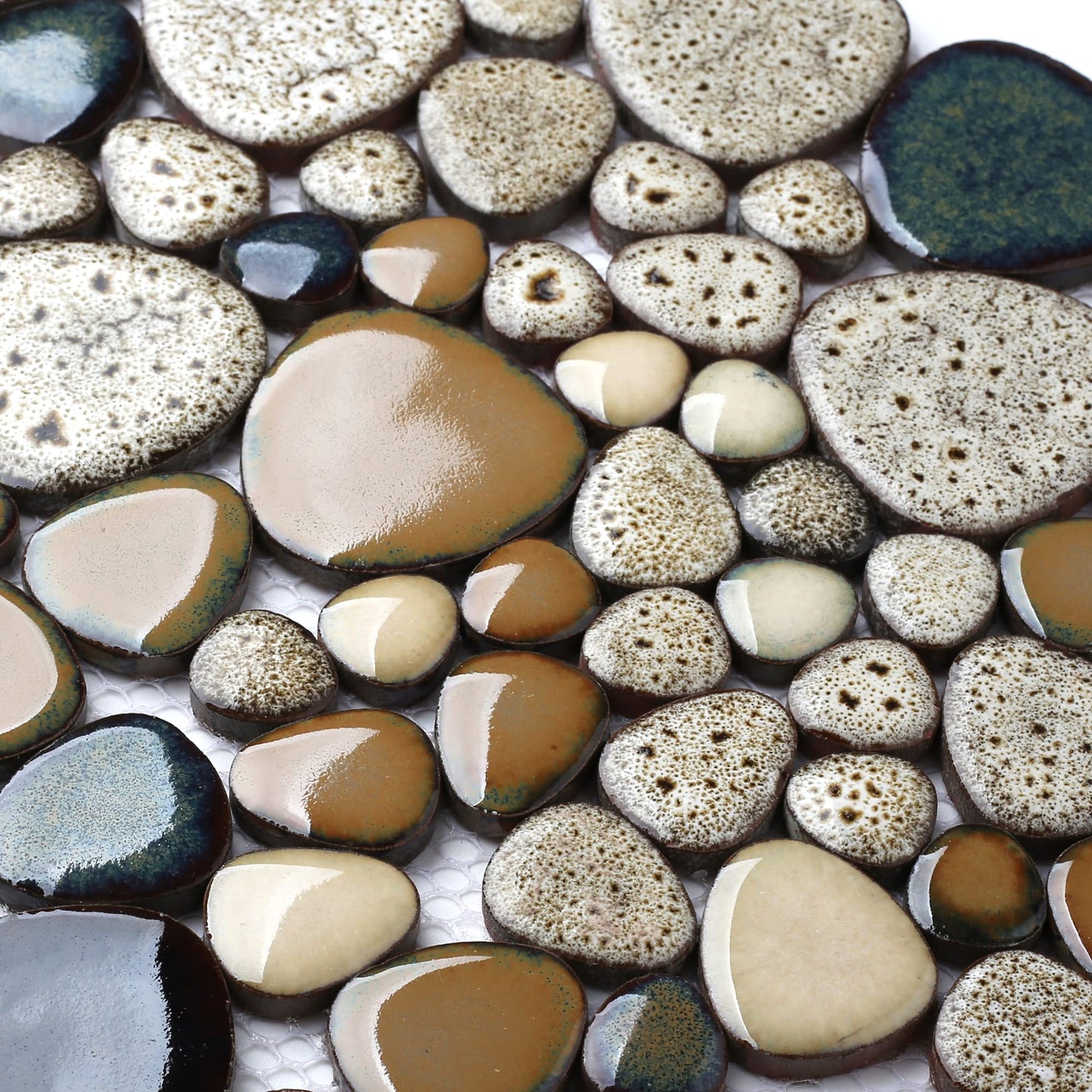 Parrotile Pebble Shower Floor Tile Bathroom Beige Wall Backsplash Mosaic Tiles (5 Sheets)