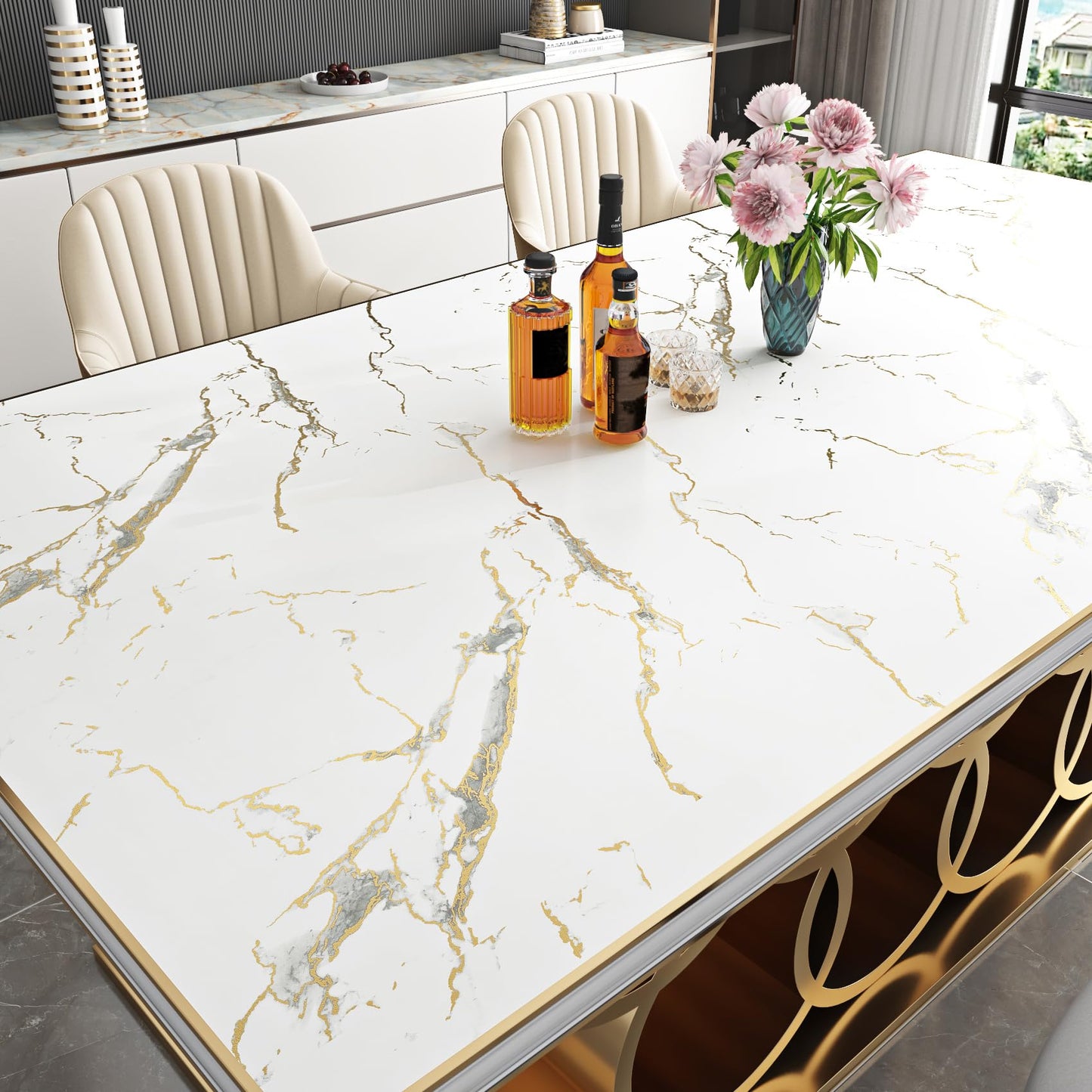 YENHOME 30"X118" White Countertop Contact Paper Peel and Stick Countertops Waterproof Matte Marble Contact Paper for Cabinets and Drawers Desk Renter Friendly Marble Wallpaper for Bedroom Bathroom