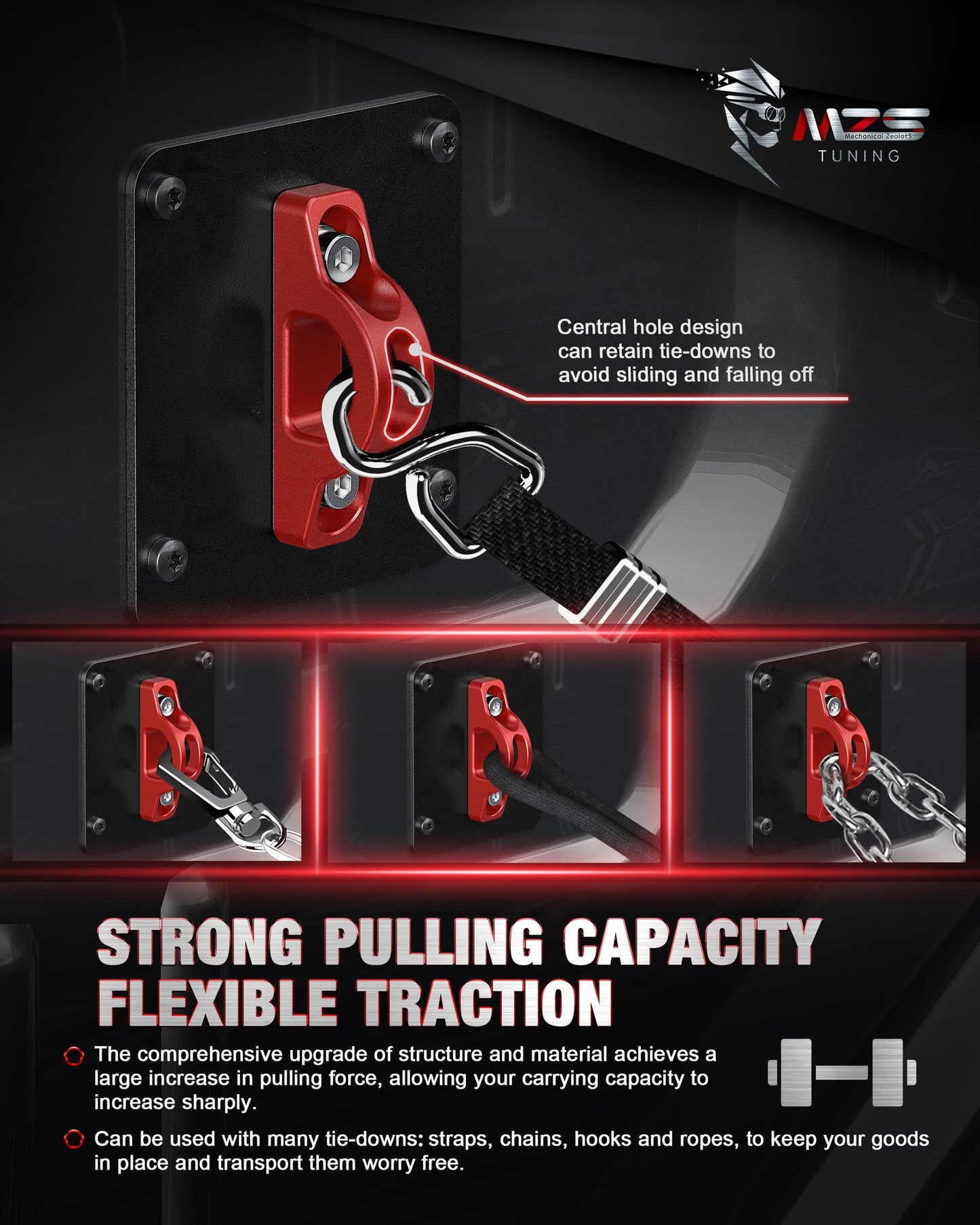 MZS 3" Leveling Kit + Truck Bed Tie Down Anchors Compatible with 2015+ F250 F350 Super Duty, Pack of 4