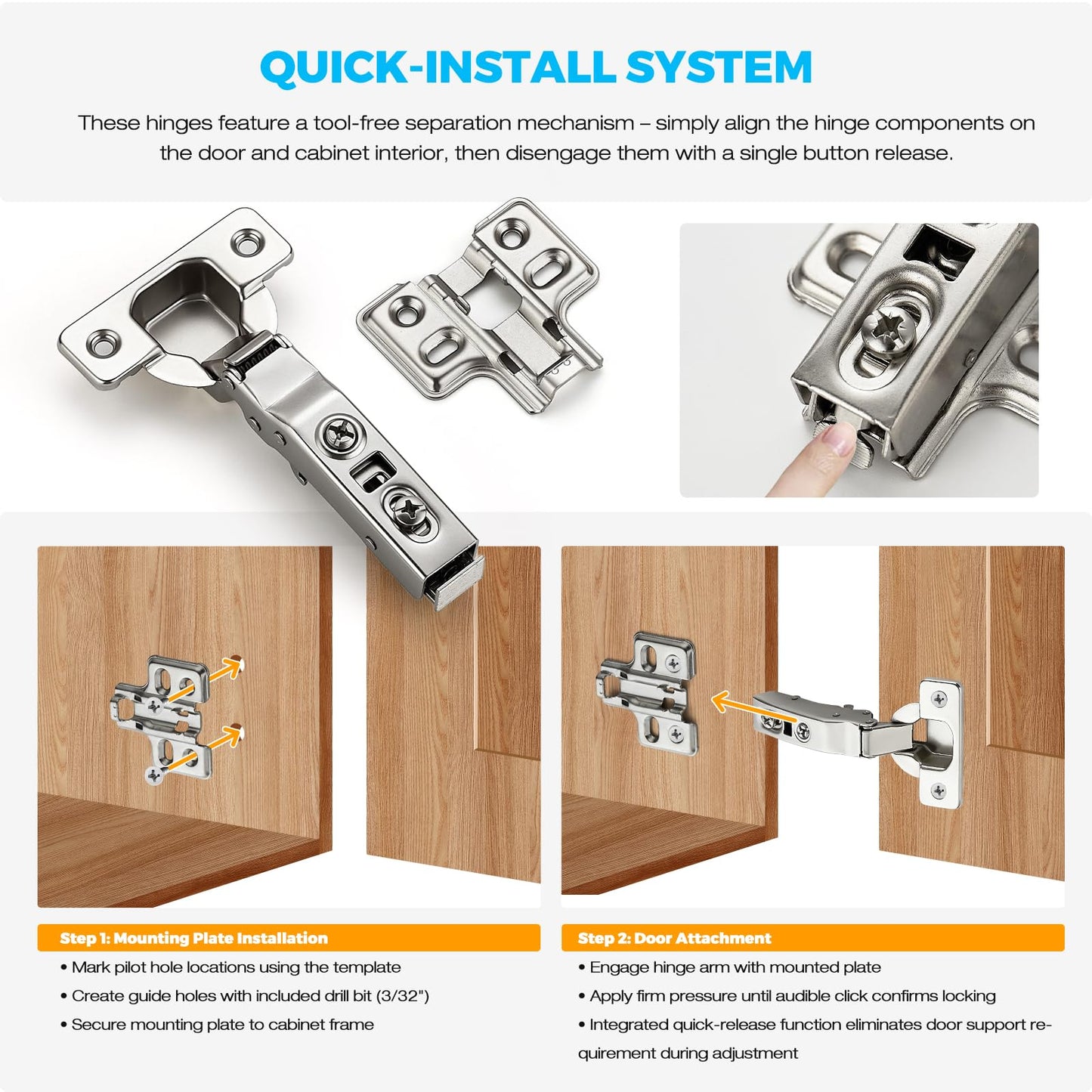 HOME EDIT 5 Pairs 10 Pack European Full Overlay Soft Close Cabinet Hinges Concealed Kitchen Cabinet Hinges Heavy-Duty Frameless Adjustable for Cupboard Hardware
