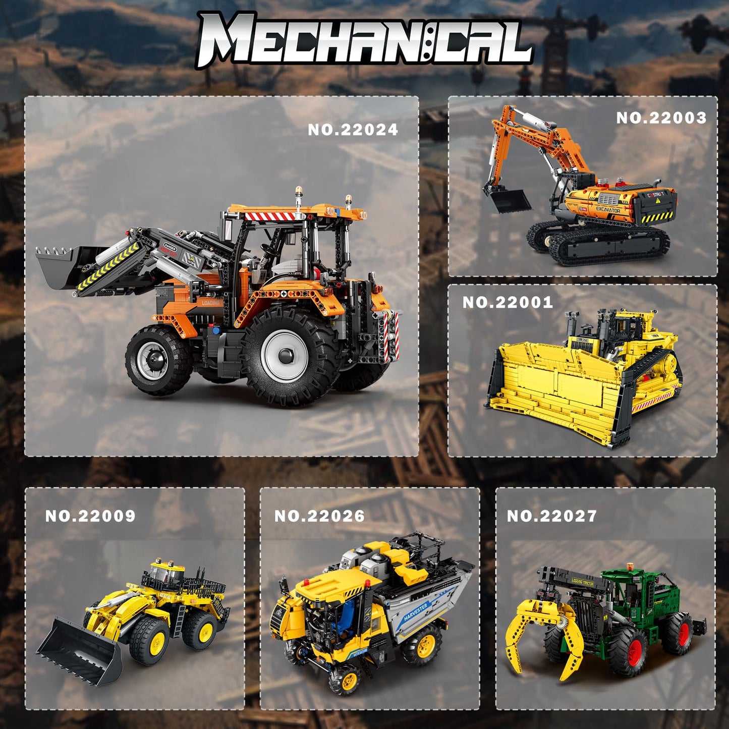 Reobrix Loading Tractor Building Blocks Sets for Adults Remote Control Bulldozer Building Model Kit, Excavator Engineering Building Toys for Adult (22024)