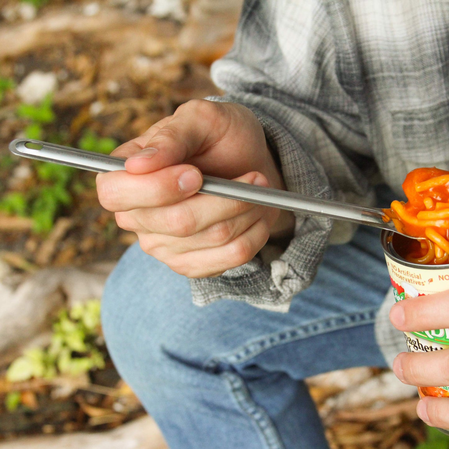 Tapirus - 9.4-inch Long Spork & Spoon Set - Long Handle Spork & Backpacking Spoon - Deep Reach, Stainless Steel Camping Utensils for MRE Bag, Backpacking, and Hiking - Stain & Rust-Resistant