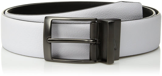 Nike Men's PEBBLE FEATHER EDGE REVERSIBLE BELT Accessory, white/black, 32