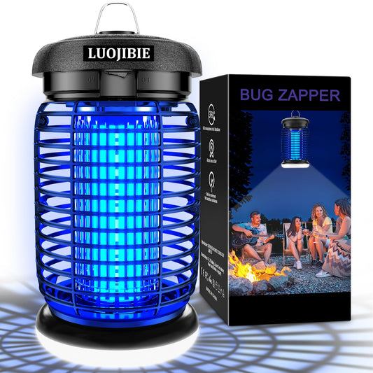 LUOJIBIE Bug Zapper Outdoor, Electric Mosquito Killer Fly Trap with UV/LED Light, 4200V High Voltage Waterproof Flying Insect Zapper for Backyard Patio, Indoor Mosquito Zapper for Home Garage