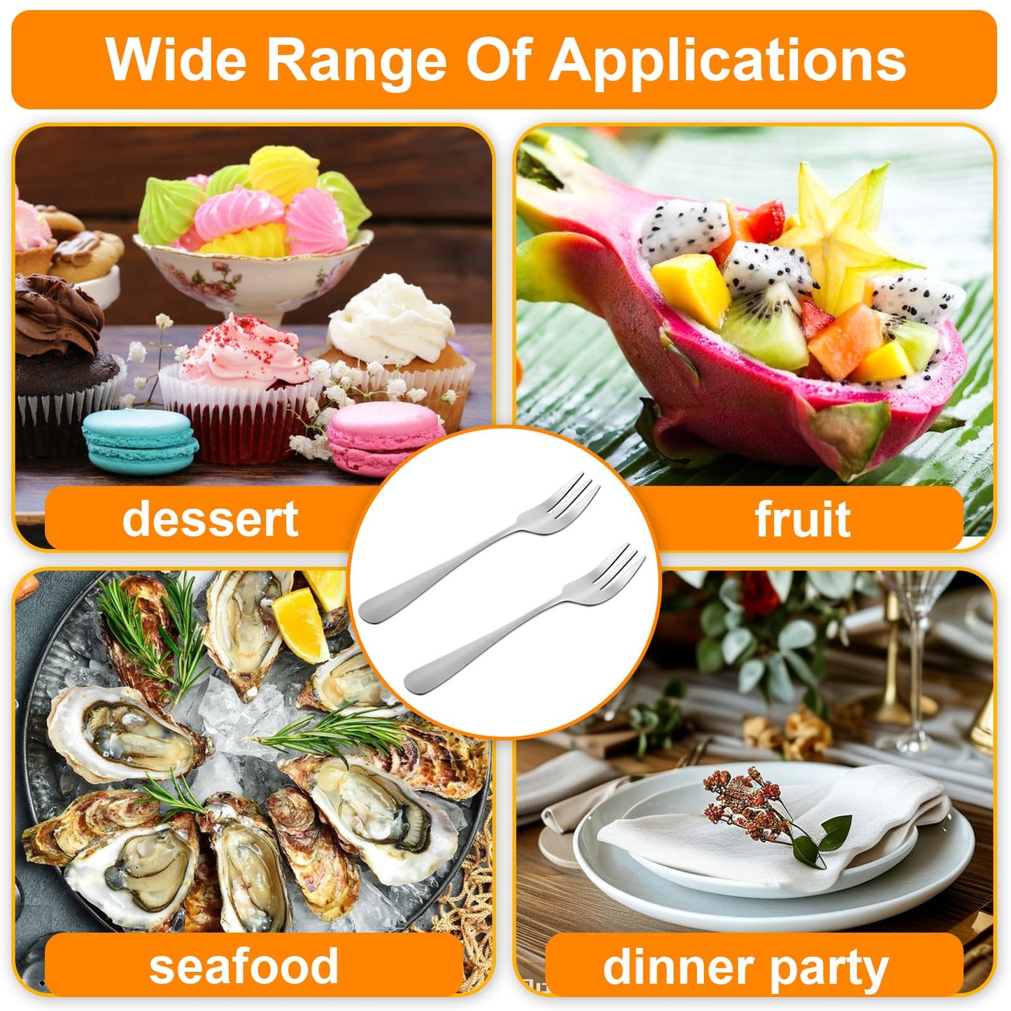 PercyEffie 36pcs Appetizer Small Forks 5.5Inches cocktail forks mini fork Stainless Steel Portable appetizers Cocktail Salad Fruit Fork for dessert,cake,pickle,crab,oyster Party