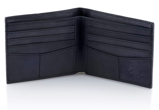 Stealth Mode RFID Wallet for Men - Genuine Napa Leather Bifold Mens Wallet with 8 Card Slots & Divided Billfold - Elegant Gift Box Packaging, RFID Blocking Technology