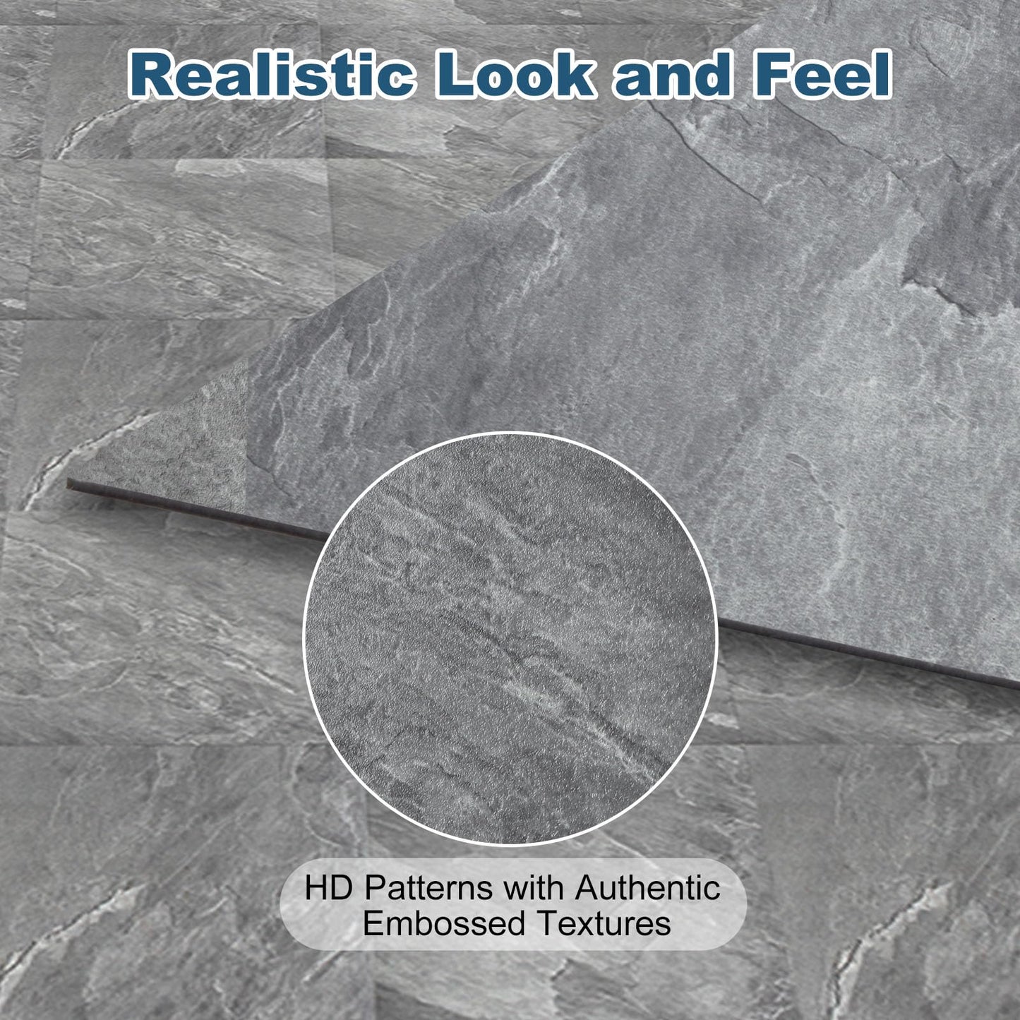 Yipscazo Peel and Stick Floor Tile 32 Sq.Ft Coverage 32-Pack Stone Gray 12" x 12" Vinyl Floor Tiles Self Adhesive Waterproof Perfect for DIY Projects