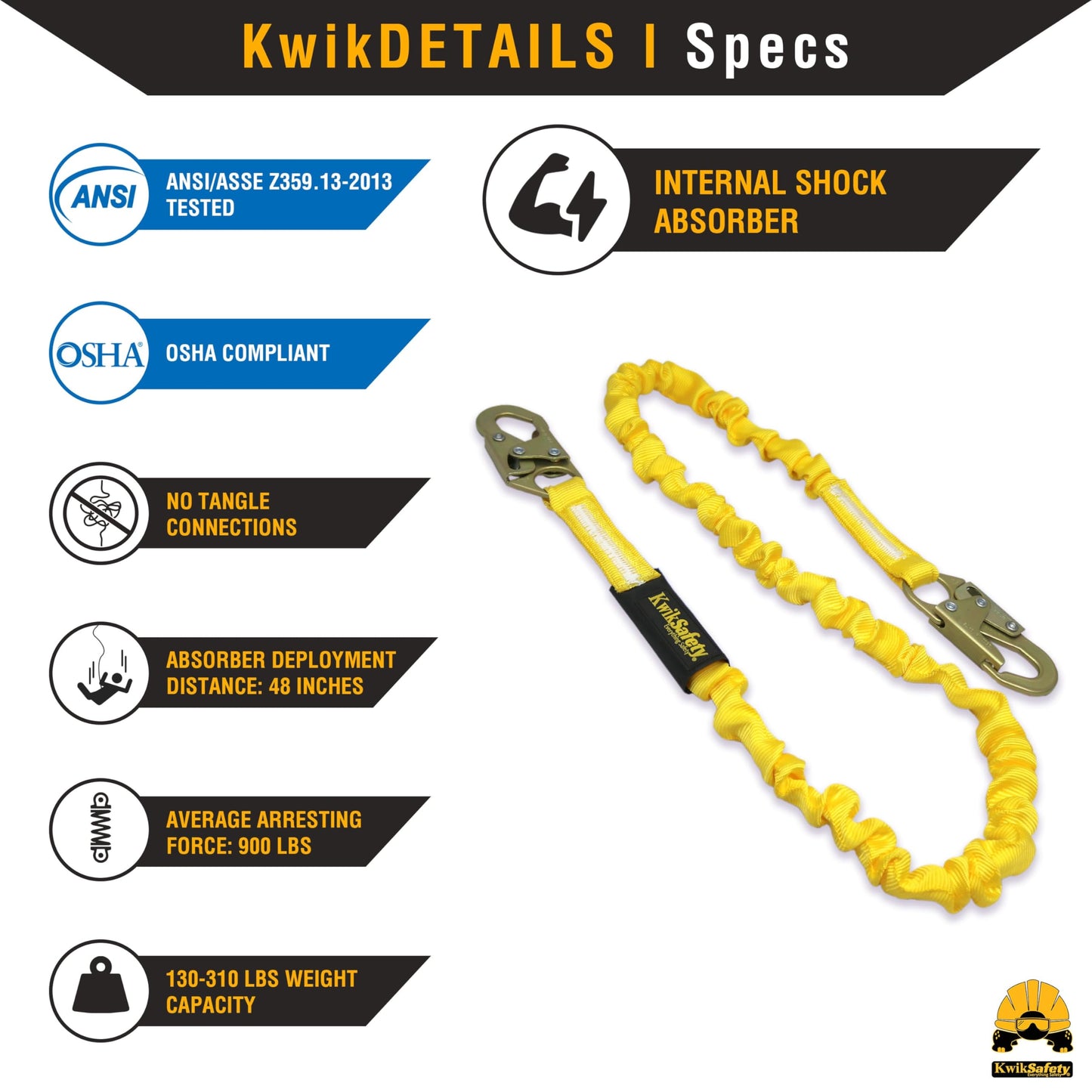 KwikSafety - Charlotte, NC - HURRICANE Safety Harness [LANYARD KIT] Premium Padded Back Support ANSI OSHA Full Body Fall Protection Equipment Construction Tower Roofing Forklift Boom