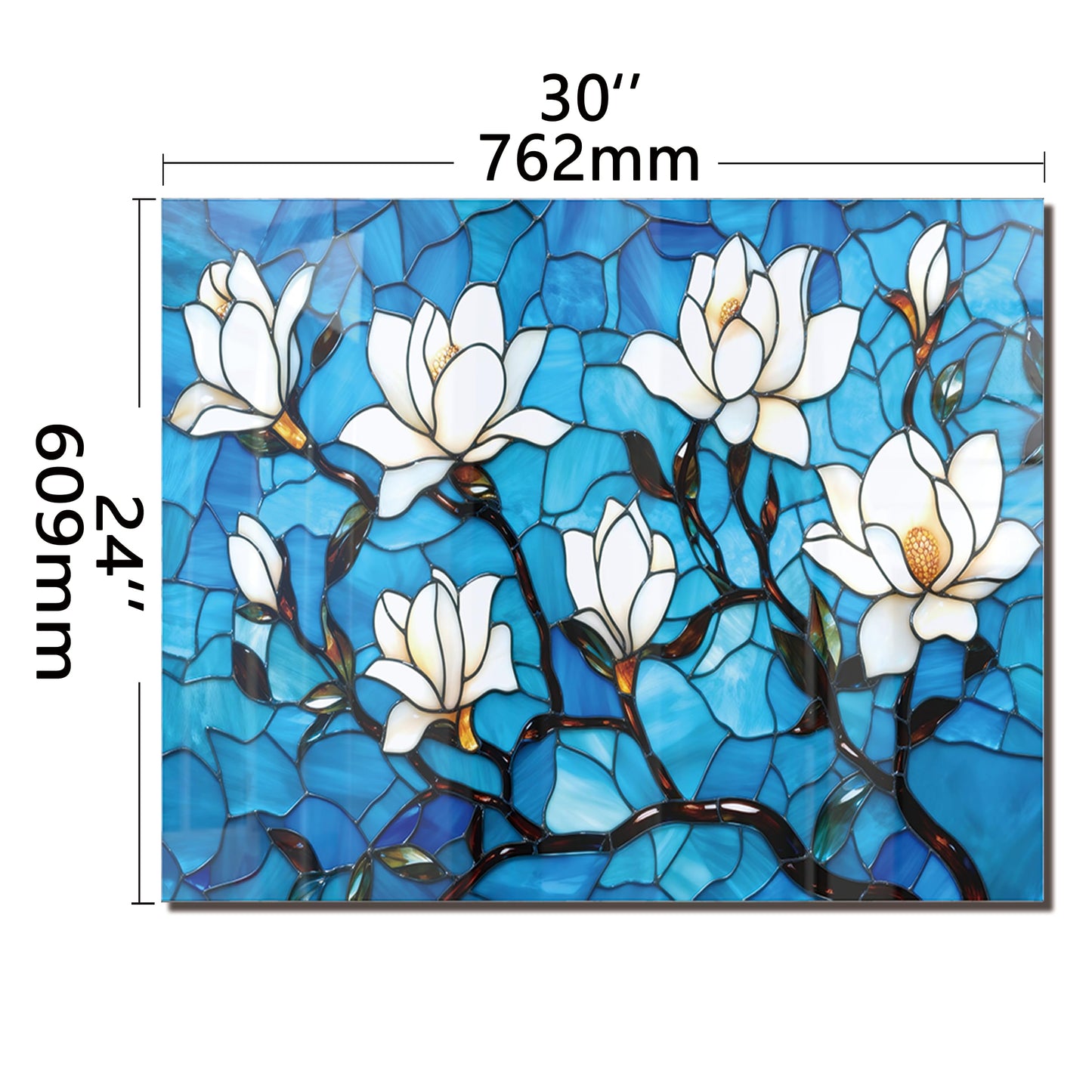 DAIFURONGE Tempered Glass Backsplash for Kitchen, Lotus Art Stove Backsplash Protector - Easy to Clean Wall Decor (30"x24"(76.2x60.96cm))