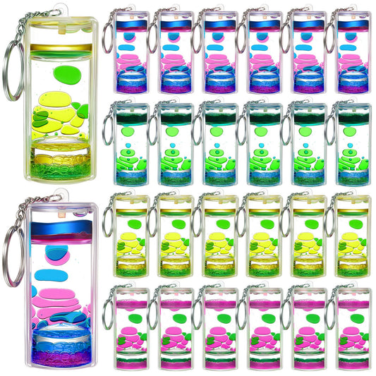 Equsion 36 Pcs Liquid Keychains Motion Bubbler Sensory Toys Liquid Timers End of Year Student Gifts (Vibrant Color)
