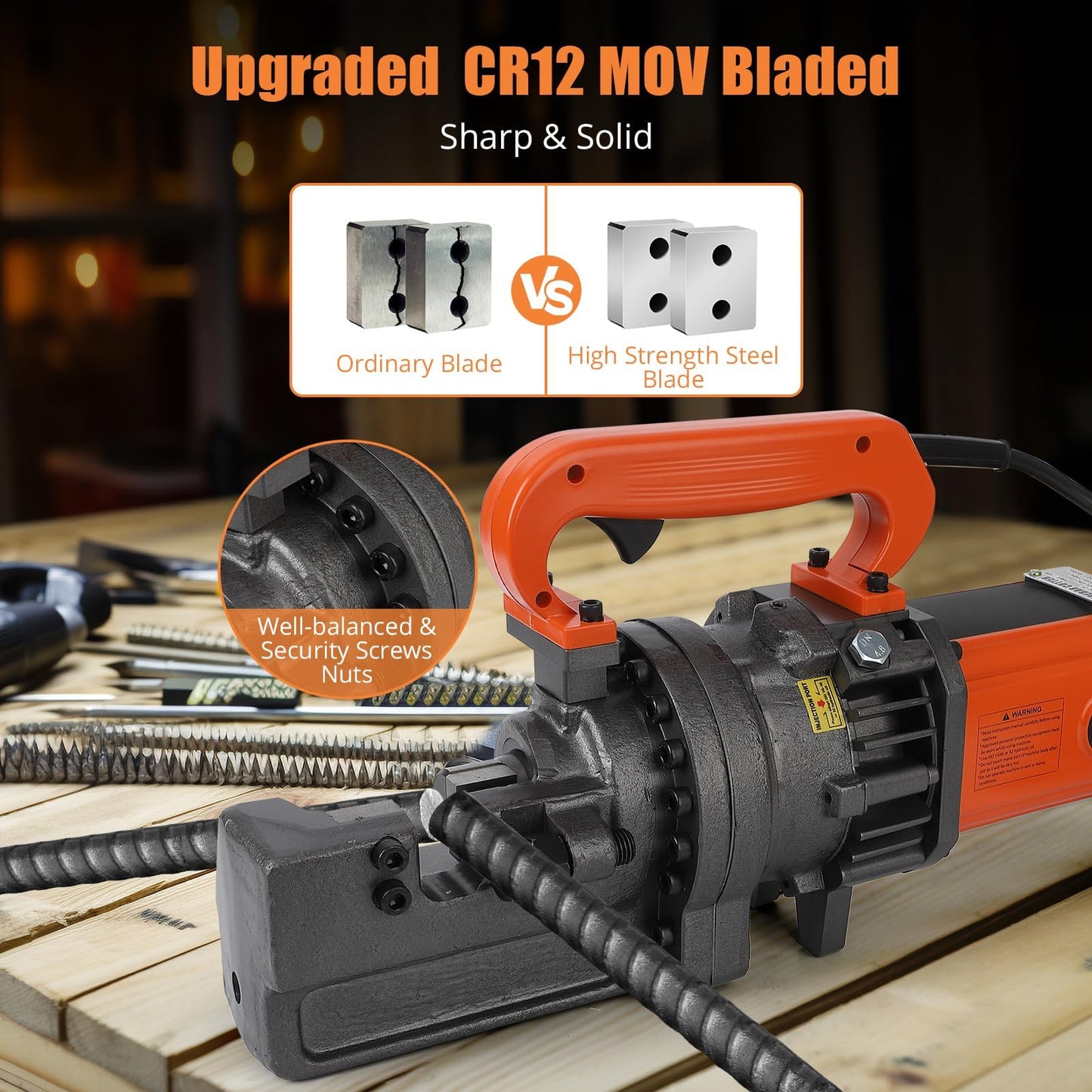 GarveeTech Electric Hydraulic Rebar Cutter, 900W 110V Cutting up to 5/8 in #5 4-16 mm Rebar, Steel, with Blades, Cutting Speed 3S, Concrete Construction Tools Heavy Duty (900W RC-16)