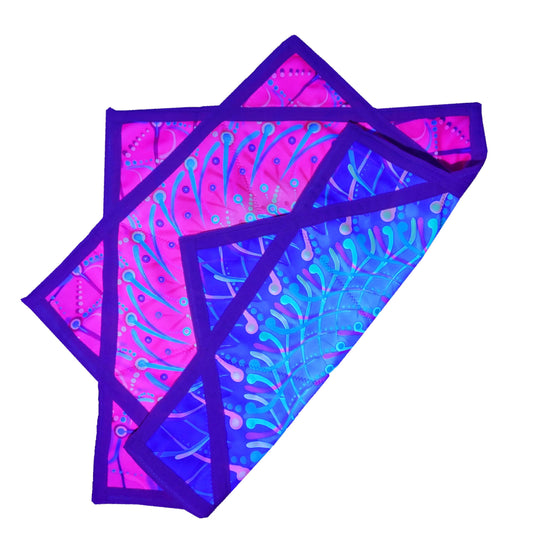 Flow Star (UV Reactive) Easy to Rotate Juggling and Flying Toy Beginners Cloth Spinning （R07-style2） Blue&Pink