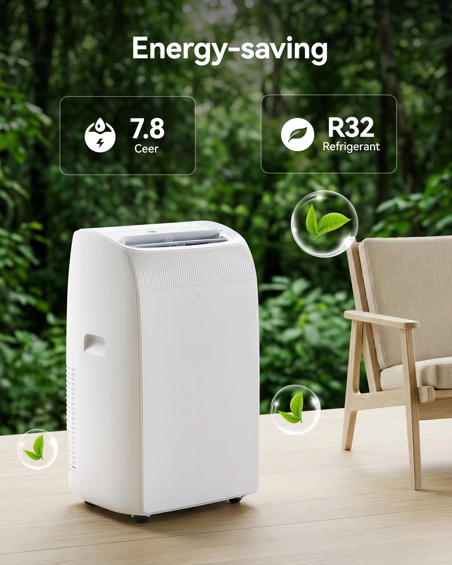 EnerGlow 14000BTU Portable Air Conditioner, 4-in-1 Cools 750 Sq.Ft, Quiet AC Unit with Fan & Dehumidifier, LED Display, Remote, Auto Swing, 24H Timer, Window Kit, for Bedroom/Office/Dorms/Apartment