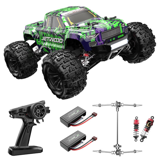 Jetwood 1/16 RC Car for Boys and Adults, 38kph 4WD Ready to Run Hobby RC Truck with 2 Batteries, Off Road Remote Control Monster Truck Gifts for Kids, JC16W