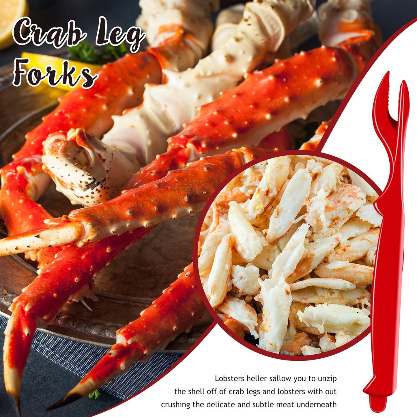 20Pcs Crab Legs Crackers - Crackers Picks Tools Set for Lobster, Crab, Crawfish, Prawns, Shrimp, Easy Opener Shellfish Picks Knife, Seafood Tools